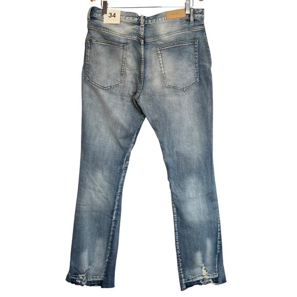 NWT mnml X514 Skinny Stacked Denim Medium Blue Flare Jeans Bootcut Bell Size 34 - Picture 2 of 13
